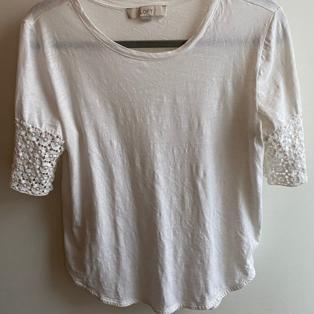 LOFT White Blouse Short Sleeve. Womens S